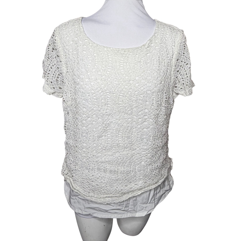 Women's J.CREW Factory White Lace Short Sleeve Tee Size 6
